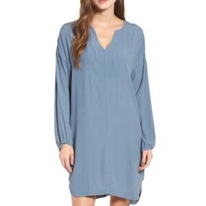 Madewell Du Jour Deep River Flowing Long Sleeve Mini Tunic Dress w Pockets